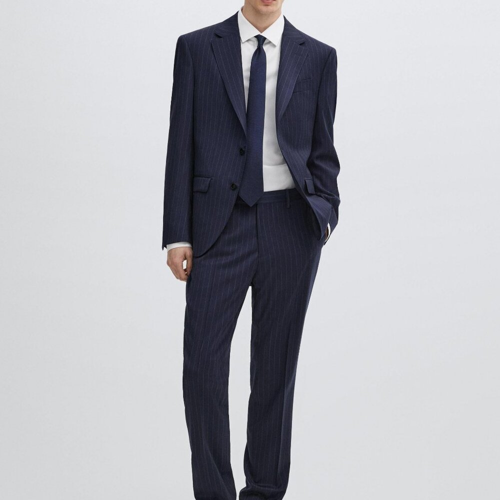 Massimo Dutti Navy Wool Blazer